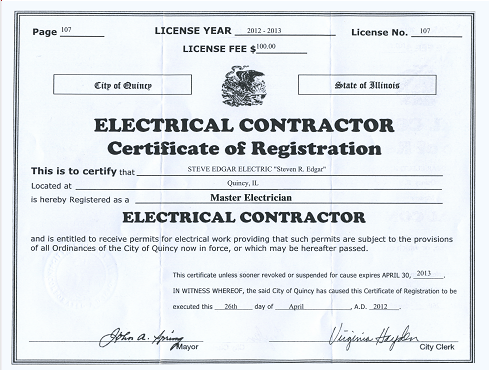 electrician certificate